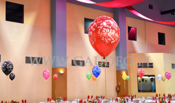 Balony z nadrukiem w hali IASE we Wrocławiu.