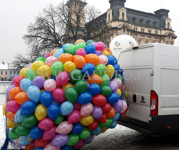 Balony z helem czekają na czas wypuszczania.