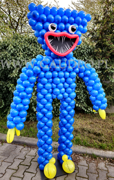 Huggy Wuggy wykonany z balonów.